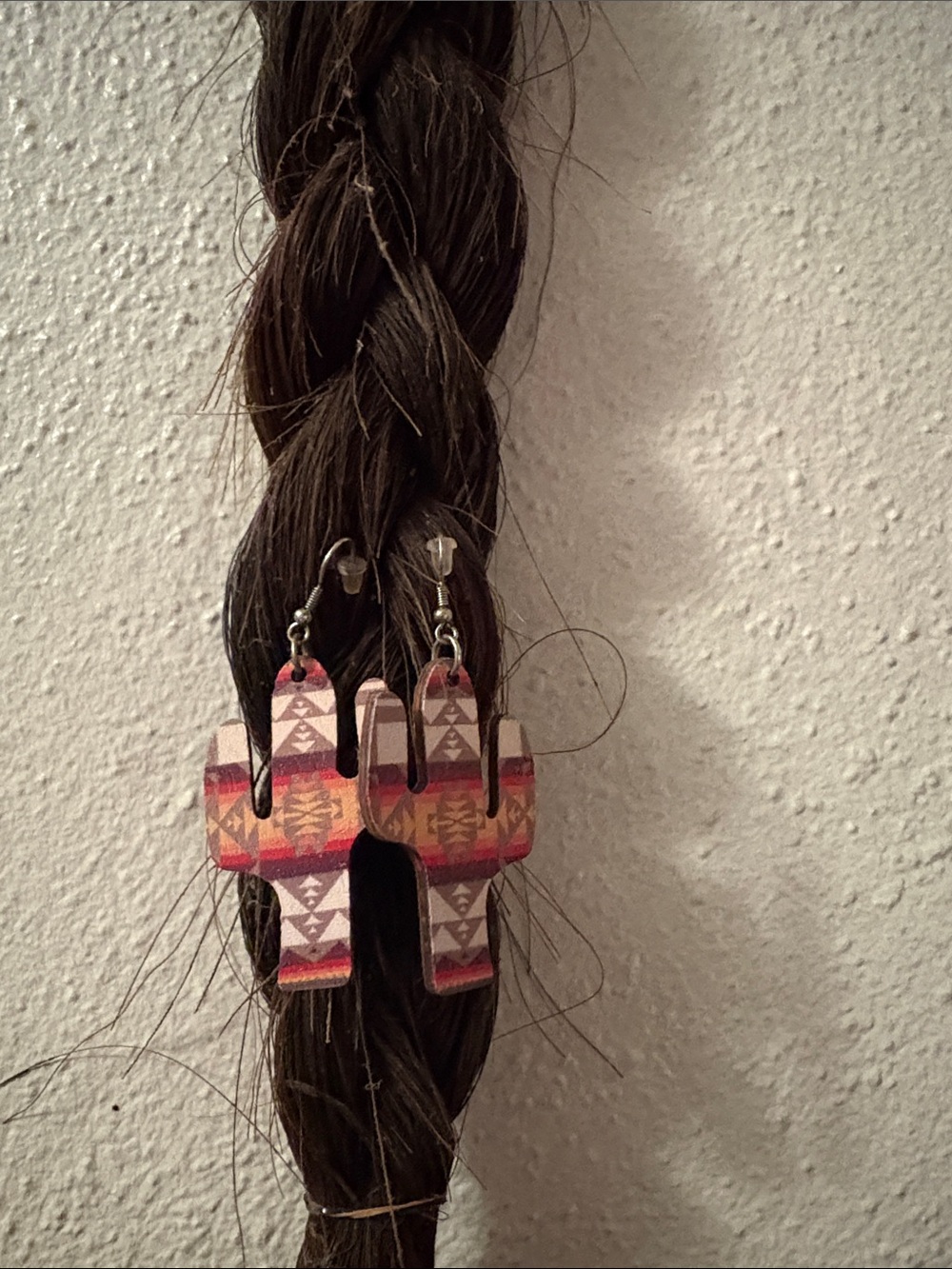Handcrafted Southwestern Pattern Pink Cross Earrings